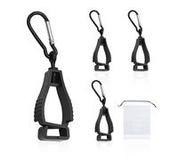 COACOM Lot de 4 clips pour gants, 1 sac de rangement, porte-gants à boucle, clip à gants en plastique noir, clip anti-perte, convient pour les travaux sur le chantier de jardinage