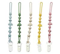 COACOM Lot De 5 Attache-Sucettes, Outils De Dentition, Sucettes en Silicone De Qualité Alimentaire, Outils De Dentition Portables De Voyage.
