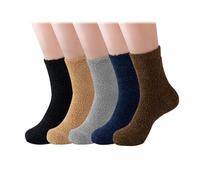 COACOM Lot de 5 paires de chaussettes pour homme - Chaussettes de lit moelleuses pour homme - Chaussettes de couchage d'hiver épaisses en velours - Convient pour Halloween et l'anniversaire d'un ami