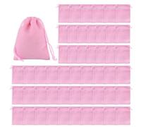 COACOM Lot de 50 sacs à bijoux en velours, collier, bracelet et sac de rangement cadeau avec cordon de serrage, sac de rangement en velours doux pour l'emballage et le rangement (rose)