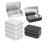 COACOM Lot de 6 boîtes de rangement rectangulaires en fer intégrées, pour ranger des bonbons, des clés, du thé, de l'argent, des appâts de pêche, etc. (argent, noir)