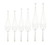 COACOM Lot de 6 pots de fleurs suspendus en macramé - Sac en maille blanche - Pour plafond, jardin, terrasse, fenêtre