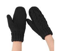 COACOM Moufles en Polaire Tricotée pour Femme - Gants Chauds Coupe-Vent pour l'Hiver, Élastiques et Moelleux - Adaptés pour le Ski, le Cyclisme - Idée Cadeau d'Anniversaire (Noir)