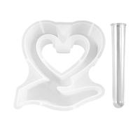 COACOM Moule De Coeur 1 Pièce Et Tube À Essai en Acrylique 1 Pièce, Fabrication Créative D'Ornement, Outils De Bricolage, Moisissure en Silicone, Moule De Coulée.