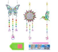 COACOM Titre : Ensemble de 3 pendentifs en cristal faits à la main, pendentif en cristal acrylique, pendentif en cristal coloré, kit d'outils faits à la main, jouet créatif
