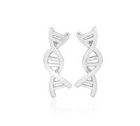 coadipress Boucles d'oreilles à tige DNA double molécule d'hélix DAN pour femme - Argent doré - Biologie chimie microscope - Thème scientifique, Zinc, Pas de gemme
