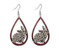 coadipress Boucles d'oreilles pendantes en bois de lapin de Pâques pour femme - Colorées - En forme de larme - Pour panier de Pâques - Œufs de lapin - Décoration de fête amusante, Cuir, Inconnu