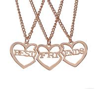 coadipress Collier avec pendentif en forme de cœur assorti pour 3 amis - Plaqué or et argent - Cadeau d'anniversaire, Moyen, Métal, Pas de pierre précieuse