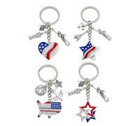 coadipress Lot de 4 porte-clés patriotiques du 4 juillet sur le thème du drapeau américain, Argent H, One Size