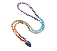 COAI 8mm Collier Mala, Collier Chakra Femme, Pendentif Cœur, Pendentif Sodalite, 100cm