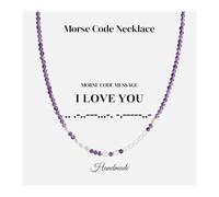 COAI Bijoux Code Morse, Collier Perle de Culture Femme, Collier Améthyste Pierre Naturelle