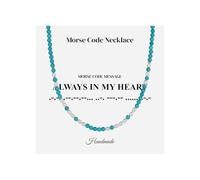 COAI Bijoux Code Morse, Collier Perle de Culture Femme, Collier Pierre Turquoise Femme