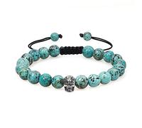 COAI Bracelet à Charms Crâne Pierre Turquoise Africaine Ajustable Homme Femme