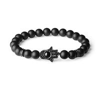 COAI Bracelet à Charms Main de Fatma Onyx Mat 16.5cm