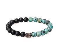 COAI Bracelet à Charms Tête de Bouddha Onyx Mat Turquoise Africaine Homme Femme