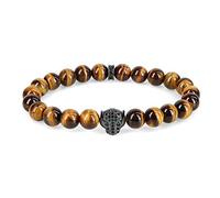 COAI Bracelet à Charms Tête de Léopard Œil de Tigre Marron Homme