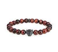 COAI Bracelet à Charms Tête de Léopard Œil de Tigre Rouge Homme