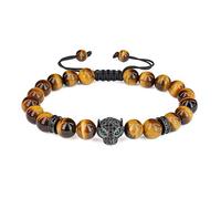 COAI Bracelet Ajustable Léopard Pierres Véritables Œil de Tigre Jaune Homme