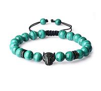 COAI Bracelet Ajustable Léopard Pierres Véritables Malachite Homme