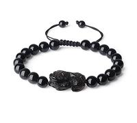 COAI Bracelet Ajustable Obsidienne Noire Amulette Pixiu Homme Femme