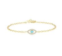 COAI Bracelet Argent 925 Plaqué Or, Mauvais Œil, Turquoise Naturelle pour Femme