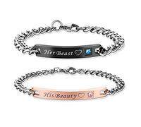 COAI Bracelet Couple, His Beauty & Her Beast, Gourmette Acier Inoxydable