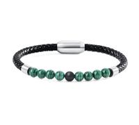 COAI Bracelet Cuir Tressé Malachite Onyx Mat Homme M 21.5cm