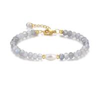 COAI Bracelet Femme Labradorite à Facettes Perle d'Eau Douce Naturelle