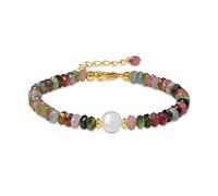 COAI Bracelet Femme Tourmaline Multicolore à Facettes Chaîne Ajustable