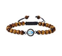 COAI Bracelet Œil de Tigre Marron Mauvais Œil Homme Femme 18cm