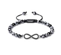 COAI Bracelet Infini Obsidienne Flocon de Neige Cordon Ajustable Homme
