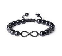 COAI Bracelet Infini Pierres Véritables Tourmaline Noire Ajustable Homme