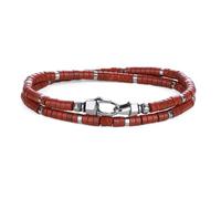COAI Bracelet Jaspe Rouge Homme, Bracelet Perle Acier Inoxydable, 37cm