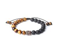 COAI Bracelet Pierre de Lave, Bracelet Œil de Tigre Marron, Bracelet Tête de Bouddha