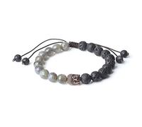 COAI Bracelet Pierre de Lave, Bracelet Labradorite Facettée, Bracelet Tête de Bouddha
