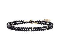 COAI Bracelet Pierre Femme, Bracelet Tourmaline Noire, Chaîne Ajustable Plaqué Or