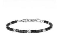 COAI Bracelet Pierre Noire Homme, Bracelet Hématite, Charm Fleur de Lis