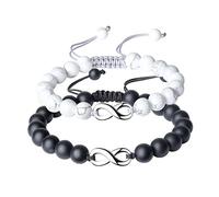 COAI Bracelet pour Couple Breloque Infini Yin Yang Onyx Mat Howlite Ajustable