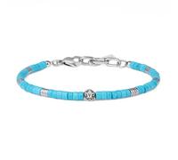 COAI Bracelet Turquoise Synthétique Homme, Bracelet Hématite, Charm Fleur de Lis