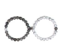 COAI Bracelets pour Couples Yin Yang Jaspe Carte Howlite Élastique