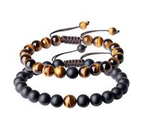 COAI Bracelets pour Elle et Lui - Pierres Onyx et Œil de Tigre pour Couples