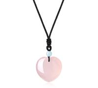 COAI Collier Ajustable Pendentif Cœur Pierres Semi-Précieuses Quartz Rose Femme