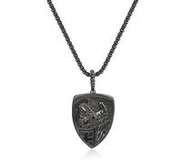 COAI Collier Chaîne Pendentif Bouclier Obsidienne Homme