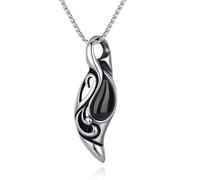 COAI Collier Homme Acier Inoxydable, Collier Œil du Soleil, Pendentif Obsidienne Noire, 50cm