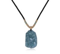 COAI Collier Jadéite du Guatemala, Collier Renard Femme, Cordon Réglable Noir