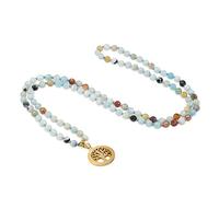 COAI Collier Mala 108 Perles Bouddhiste Amazonite Multicolore Arbre de Vie Homme Femme