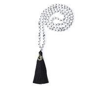 COAI Collier Mala 108 Perles Bouddhistes Nouées Om Pierres Semi-Précieuses 8mm Howlite Unisexe