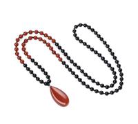COAI Collier Mala 108 Perles, Chapelet Bouddhiste, Collier Onyx, Collier Jaspe Rouge, Pendentif Goutte d'Eau pour Femme