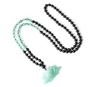 COAI Collier Mala 108 Perles, Collier Onyx Aventurine Verte Unisexe, Pendentif Fleur de Lotus pour Femmes Hommes