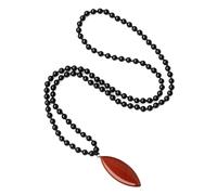 COAI Collier Mala 108 Perles Noué Onyx Pendentif Feuille Jaspe Rouge Femme Homme